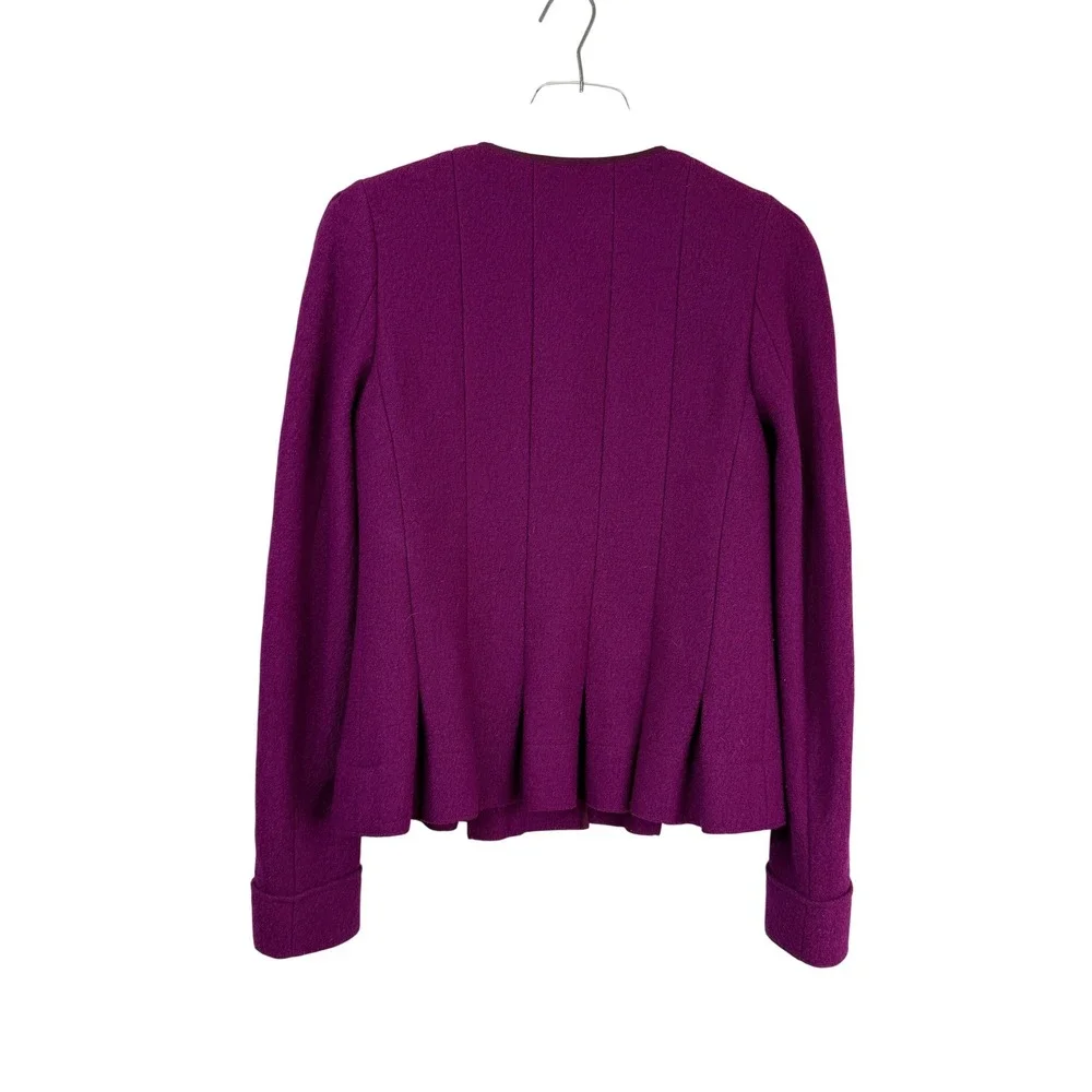 Elevenses Peplum Jacket Women 4 Wool‎ Button Front Anthropologie PURPLE FEMININE